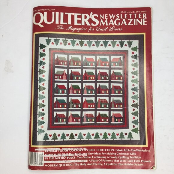 Quilters Newsletter Magazine Dec 1987 Issue No 197 Quilt Patterns Design Holly I - Picture 1 of 13
